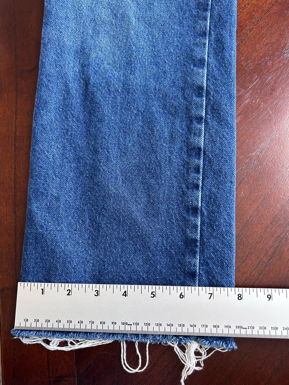 Zara Blue High-Rise Straight Jeans with Raw Hem size 2 - Picture 4 of 9